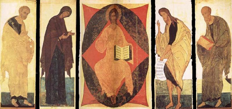 unknow artist Andrei Rublev and Assistants,Deisis,Christ in Majesty Among the Cherubins Spain oil painting art